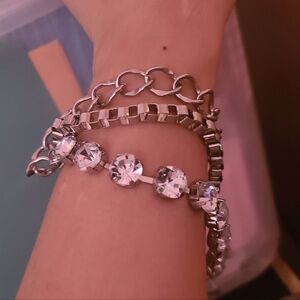 Guess Silver Bracelet with Clear Stones